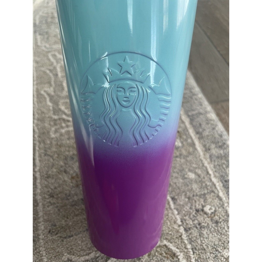 Starbucks HTF! BNWT 2021 Teal Purple Blue Ombre Tumber Stainless Steel - Picture 5 of 5